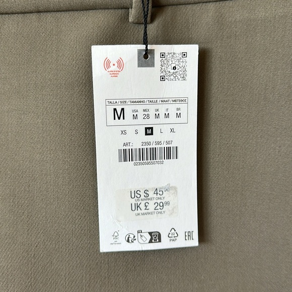 Brand New w Tags! ZARA Dark Khaki Double Belt Skirt-Shorts Size M - Picture 4 of 7